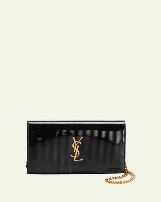 Kate Medium YSL Wallet on Chain in Ribbed Leather